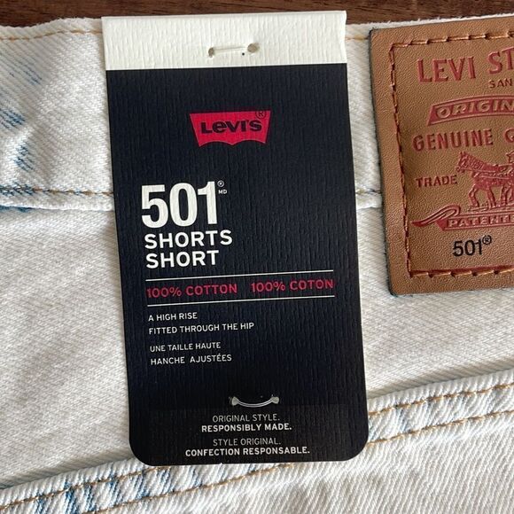 NWT Levi’s 501 Original Cutoff High-Rise Denim Short Snow Women Size 29 - Picture 4 of 8